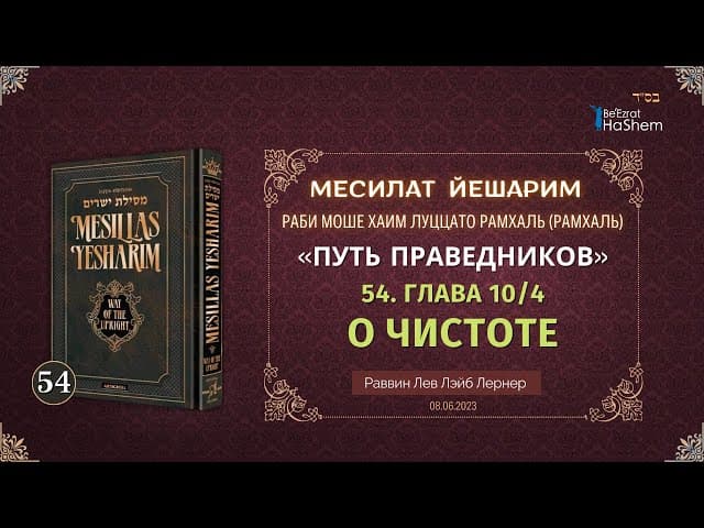 𝟓𝟒. Месилат Йешарим 10 | О чистоте (4) | Рабби Лев Лэйб Лернер