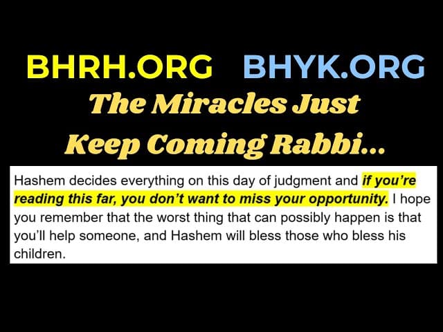 Oriel: The Miracles Just Keep Coming Rabbi...
