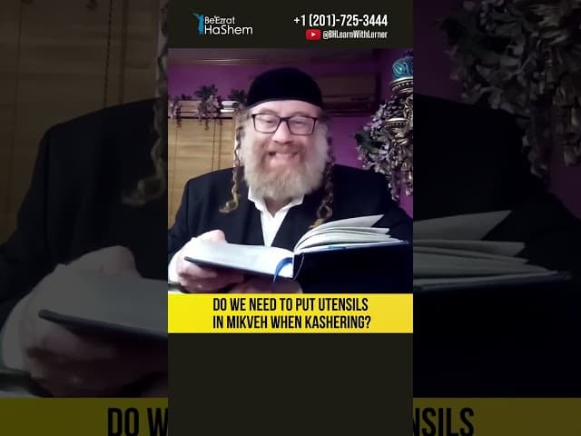 Do we need to put utensils in mikveh when kashering? The Kosher Kitchen #Torah #shorts