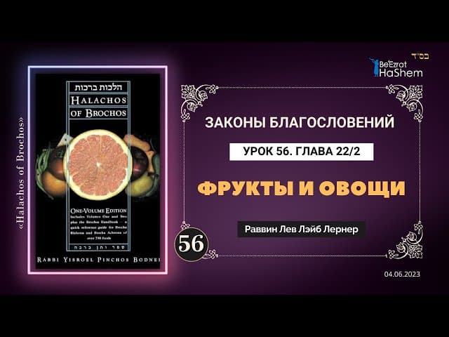 𝟓𝟔. (2) Фрукты и овощи | Законы Благословений | Глава 22 |  Рабби Лев Лэйб Лернер