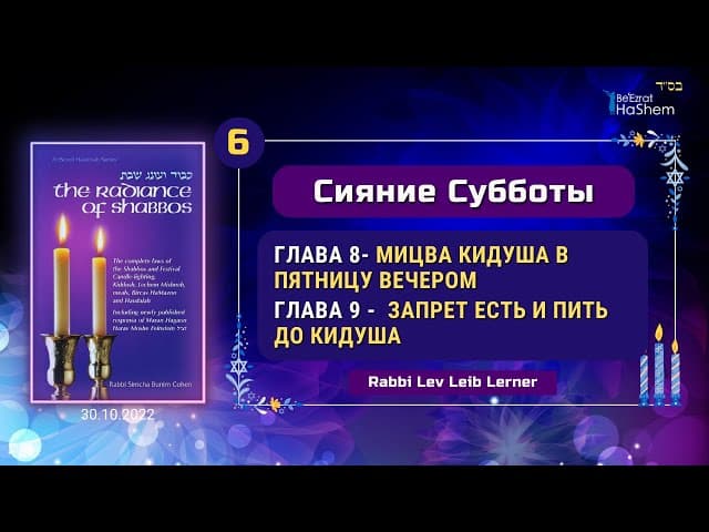 𝟲. Мицва Кидуша в пятницу вечером | Сияние Субботы | Главы 8-11 | Раввин Лев Лэйб Лернер