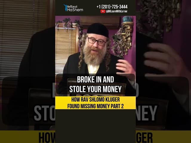 2️⃣ How Rav Shlomo Kluger found missing money 💵 Wisdom of the Sages #shorts #torah