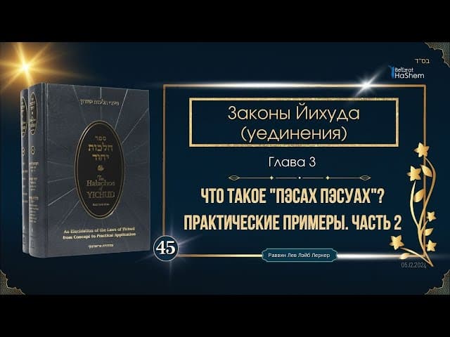 𝟰𝟱.Законы Йихуда | Что такое "Пэсах Пэсуах"? Практические примеры. Часть 2 | Рабби Лев Лэйб Лернер