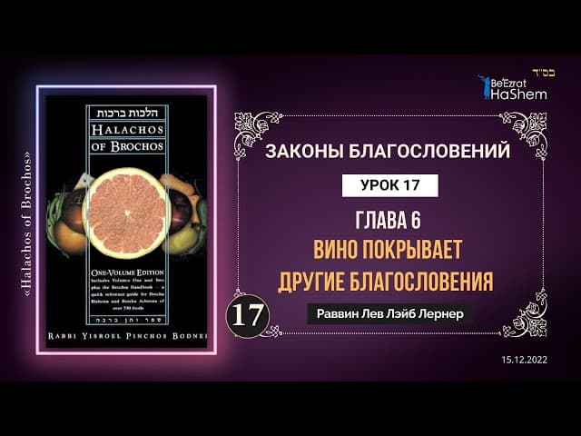 𝟏𝟕. Вино покрывает другие благословения | Законы Благословений | Глава  6 | Рабби Лев Лэйб Лернер