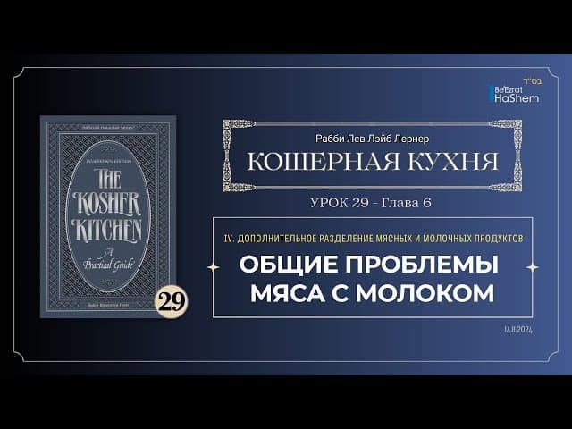 𝟮𝟵. Кошерная кухня | Общие проблемы Басар Бе-халав (Мясо с Молоком) | Вступление | Рабби Лев Лернер