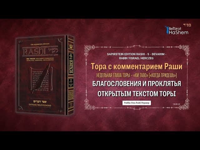 Благословения и проклятья открытым текстом Торы | Недельная глава Ки Саво | Раввин Лев Лэйб Лернер