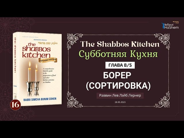 𝟭𝟲. Субботняя кухня | (5) Борер (сортировка) | Глава 8 | Рабби Лев Лэйб Лернер