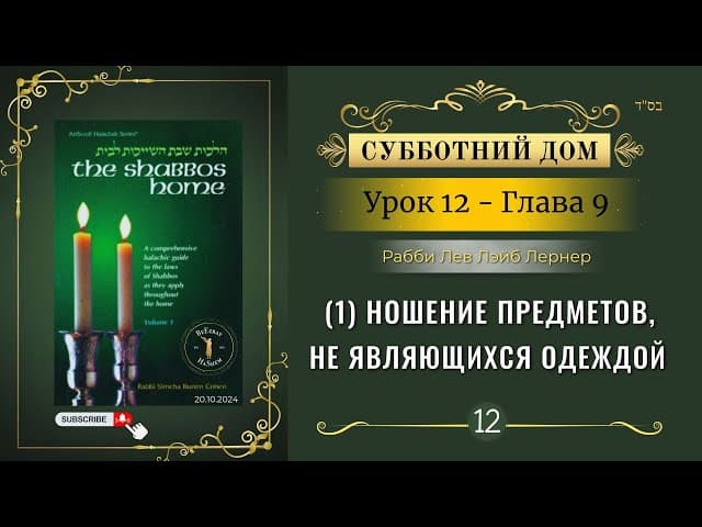 𝟭𝟮. Субботний Дом¹ | (1) Ношение предметов, не являющихся одеждой | Глава 9 | Рабби Лев Лэйб Лернер