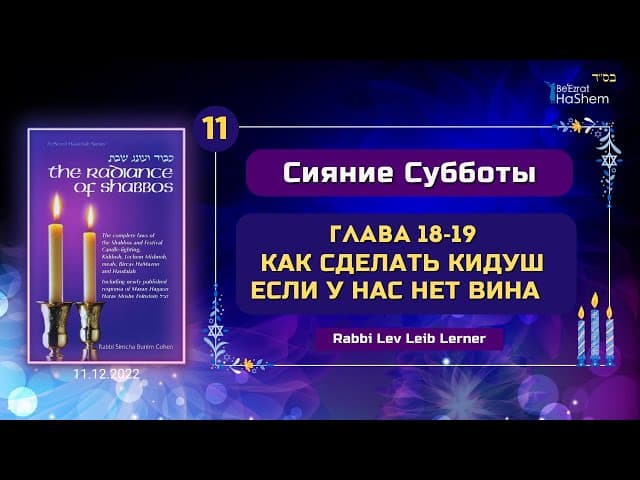 𝟭𝟭. Как сделать Кидуш если у нас нет вина | Сияние Субботы | Глава 18, 19 | Рабби Лев Лэйб Лернер