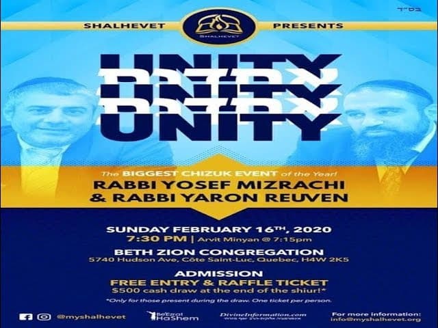 Rabbi Yosef Mizrachi and Rabbi Yaron Reuven coming to Montreal