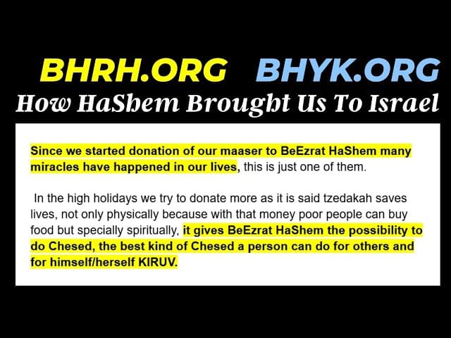 MIRACLE STORY:  How HaShem Brought Us To Israel
