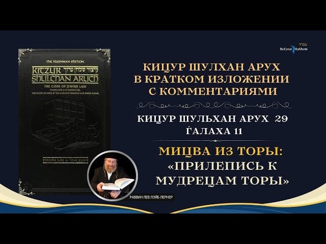 (29.11) Работа Над Своим Характером: «Прилепись к мудрецам Торы» | Кицур Шулхан Арух