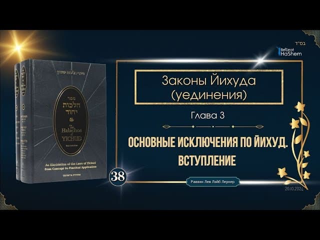 𝟯𝟴. Законы Йихуда | Основные исключения по Йихуд | Вступление |Глава 3 | Рабби Лев Лэйб Лернер
