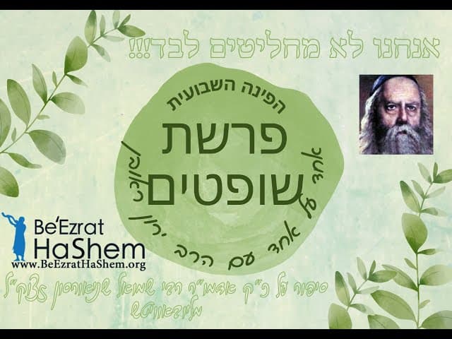 הפינה השבועית:  פרשת שופטים . מוסר השכל "אנחנו לא מחליטים לבד".